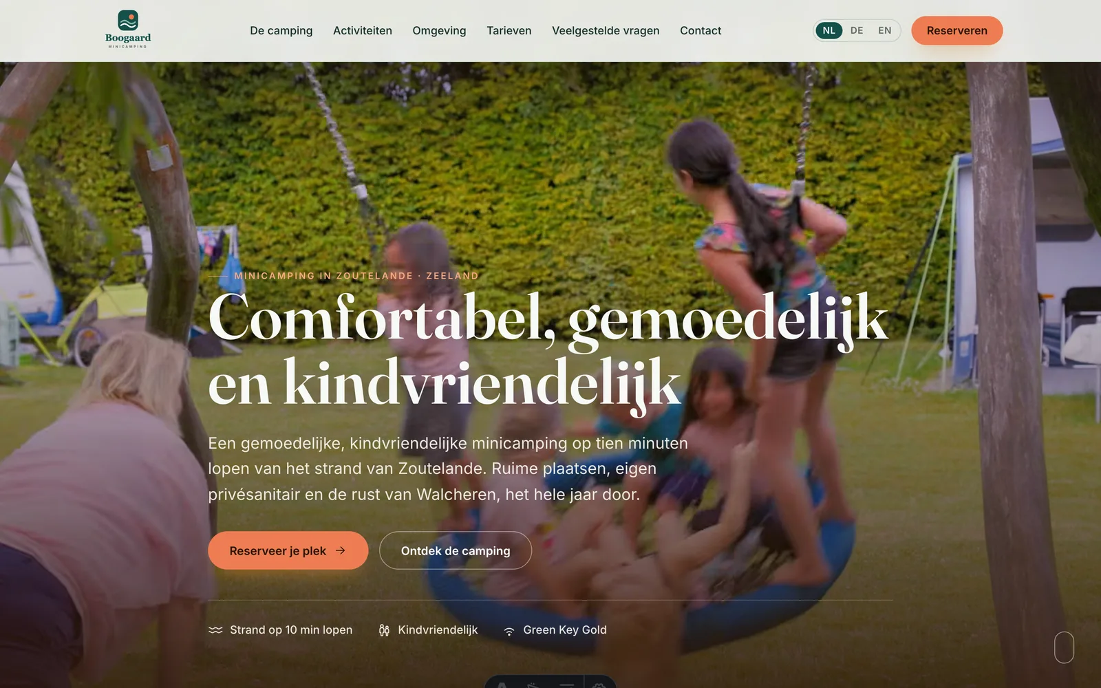 Concept-website Minicamping Boogaard, startpagina