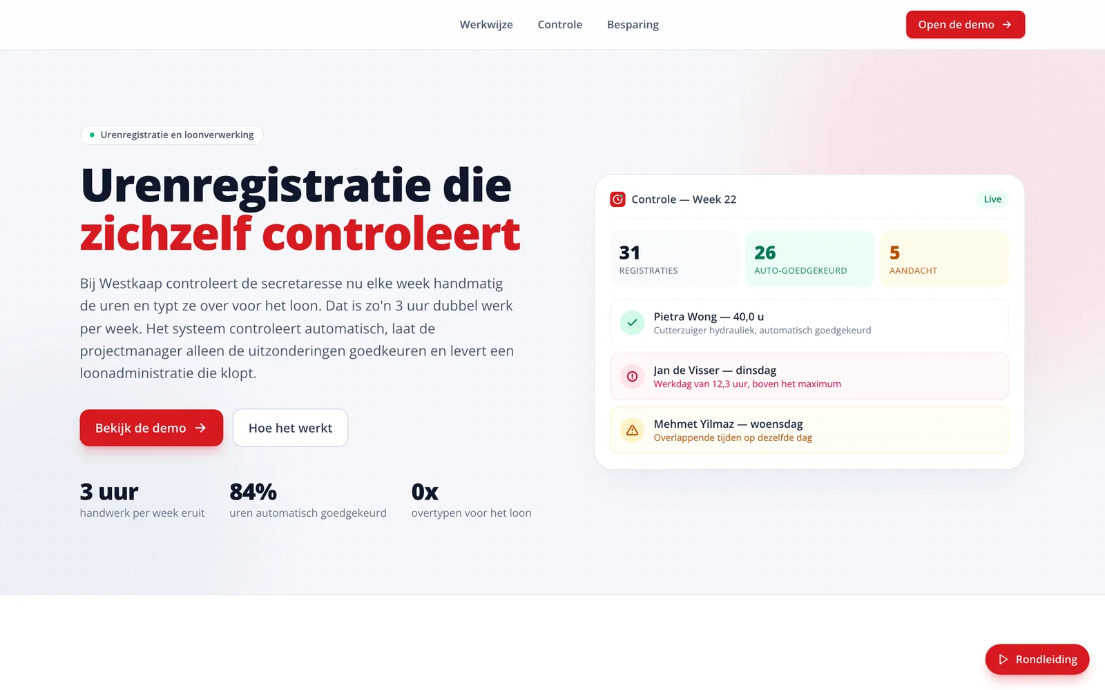 Concept-website Klokwerk, startpagina