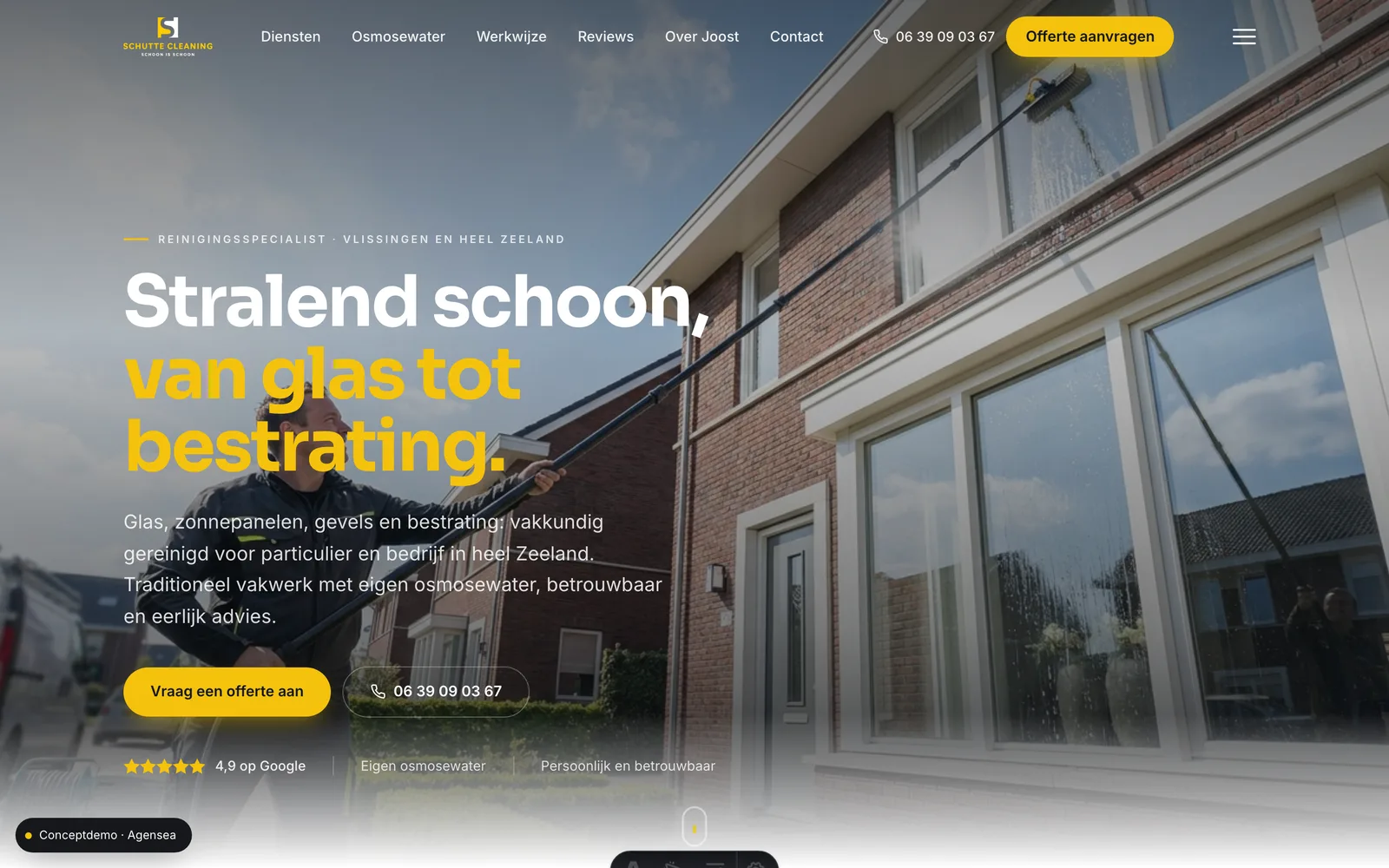 Concept-website Schutte Cleaning, startpagina