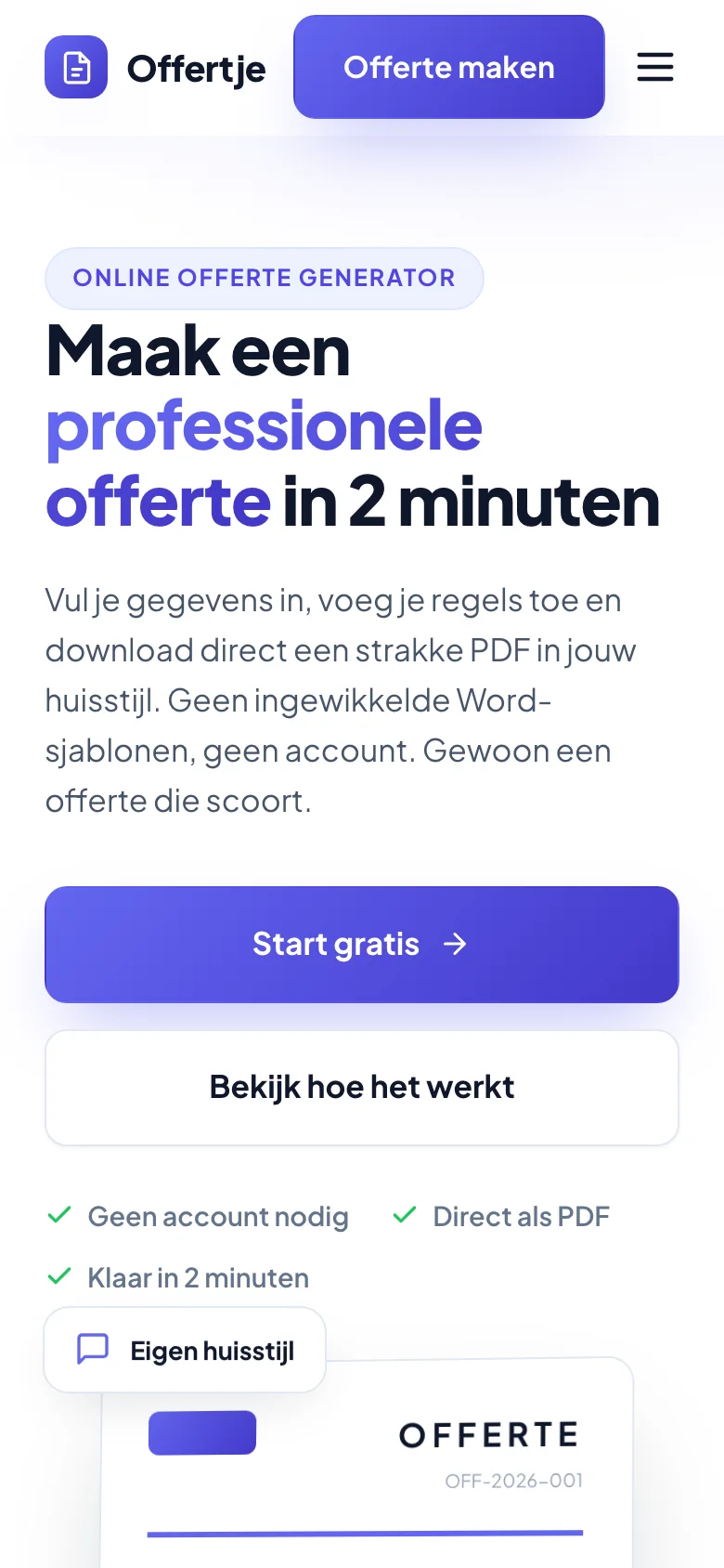 Software op maat · Offerte Generator