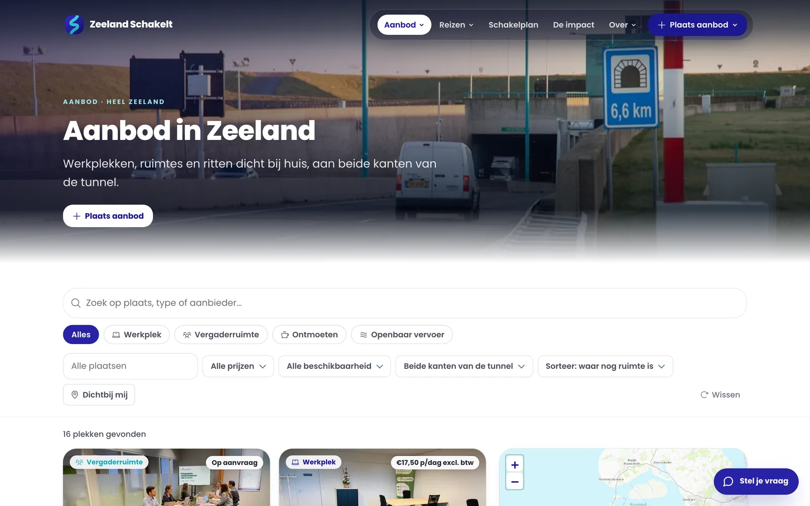 Het aanbod van werkplekken en ruimtes op Zeeland Schakelt